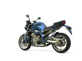 geweldig metalen blauw modern motorfiets - staart visie foto