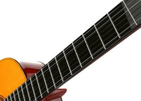 gitaar toets detailopname schot - 3d illustratie - geïsoleerd Aan wit achtergrond foto