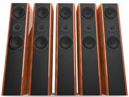 modern luxe muziek- luidsprekers met mooi hout kant panelen foto
