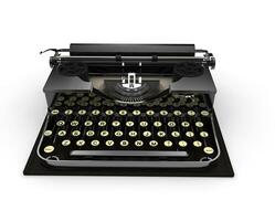 wijnoogst schrijfmachine - geïsoleerd Aan zwart achtergrond foto