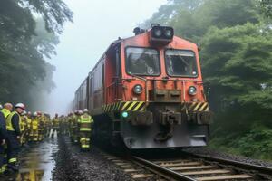 noodgeval Diensten reageren naar trein incidenten foto