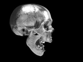 schreeuwen chroom schedel met missend tanden - kant visie - 3d illustratie foto