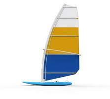 windsurfen bord - kant visie, schot Aan wit, ideaal voor digitaal en afdrukken ontwerp. foto