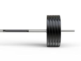 olympisch barbell gewicht - detailopname Aan gewicht borden - geïsoleerd Aan wit achtergrond - 3d geven foto