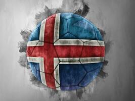 IJsland vlag Aan een voetbal bal foto