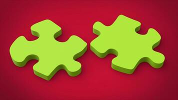 twee gescheiden puzzel stukken - groen Aan rood foto