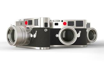 drie retro stijl foto camera's - studio verlichting