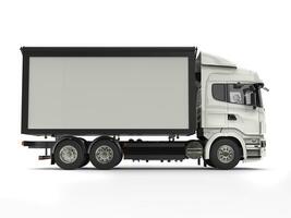 modern wit zwaar vervoer vrachtwagens met een aanhangwagen foto