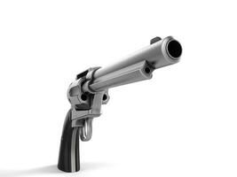 zilver revolver met zwart grip - laag hoek schot foto