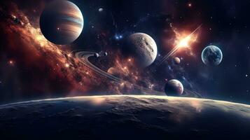 heelal en universum licht. sterrenstelsels lucht in ruimte planeten en sterren schoonheid van ruimte exploratie foto