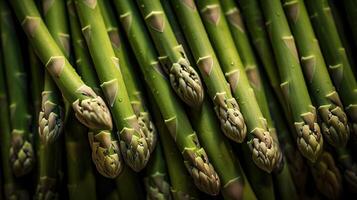 realistisch foto van een bundel van asperges. top visie groenten landschap. ai gegenereerd