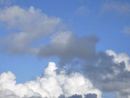 wit pluizig wolk over- blauw lucht achtergrond, mooi hemel foto