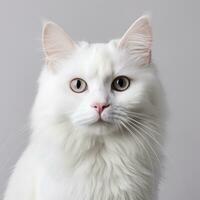 wit kat Aan een wit achtergrond foto