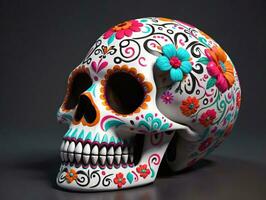 een kleurrijk schedel met bloemen Aan het. ai gegenereerd foto
