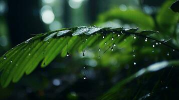 een levendig groen blad met glinsterend water druppels ai gegenereerd foto