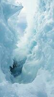 een betoverend ijs grot met vloeiende water ai gegenereerd foto