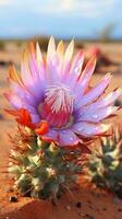 een roze en geel cactus met water druppels ai gegenereerd foto