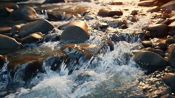 een sereen waterval vloeiende in de oceaan ai gegenereerd foto