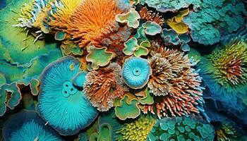 kleurrijk koraal riffen omhoog dichtbij ai gegenereerd foto