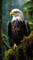 een majestueus kaal adelaar neergestreken Aan een boom Afdeling ai gegenereerd foto