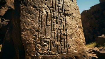 een oude Egyptische rots opschrift ai gegenereerd foto