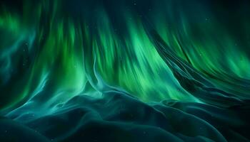 een betoverend groen en blauw Aurora borealis schilderij ai gegenereerd foto