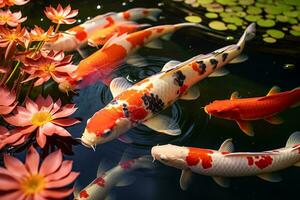 een groep van vis zwemmen in water ai gegenereerd foto