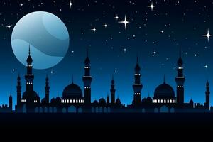 Ramadan kareem achtergrond.halve maan maan Bij een top van een moskee. neurale netwerk ai gegenereerd foto