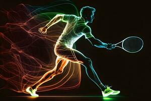 tennis speler sport portret abstract achtergrond. neurale netwerk ai gegenereerd foto