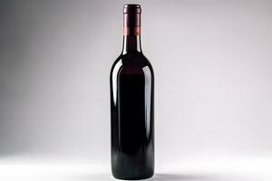 fles van rood wijn zonder een label. neurale netwerk ai gegenereerd foto