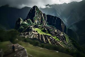 machu picchu, een Peruaanse historisch heiligdom. neurale netwerk ai gegenereerd foto