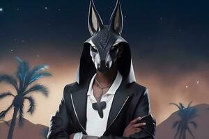 Anubis hoofd, Egyptische god van dood. neurale netwerk ai gegenereerd foto