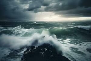 de perfect paddestoel wolk storm over- de zee. neurale netwerk ai gegenereerd foto