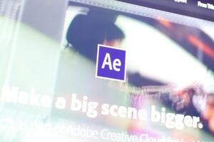 web bladzijde van Adobe na Effecten Product Aan officieel website Aan de Scherm van pc foto