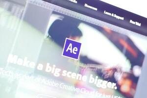 web bladzijde van Adobe na Effecten Product Aan officieel website Aan de Scherm van pc foto