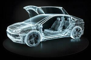 de concept van elektromobiliteit, emotie, groen vervoer, modern technologie. neurale netwerk ai gegenereerd foto
