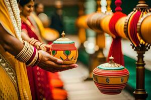 Indisch bruiloft ceremonie in mumbai. ai-gegenereerd foto