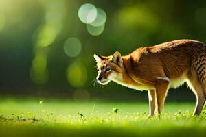 een vos is staand in de gras. ai-gegenereerd foto