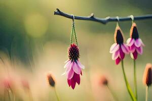 foto behang bloemen, de lucht, de gras, de bloemen, de bloemen, de bloemen,. ai-gegenereerd