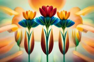 een digitaal schilderij van kleurrijk bloemen. ai-gegenereerd foto