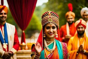 Indisch bruiloft ceremonie in jaipur. ai-gegenereerd foto