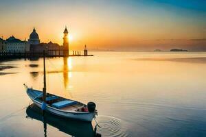 de zonsondergang in Venetië, Italië. ai-gegenereerd foto