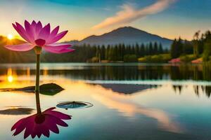 de lotus bloem is een symbool van vrede en harmonie. ai-gegenereerd foto