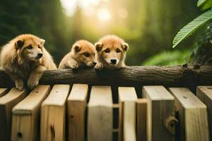 foto behang de zon, bomen, dieren, dieren, puppy's, puppy's, puppy's, puppy's,. ai-gegenereerd