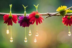 foto behang de lucht, bloemen, de zon, de regenen, de bloemen, de regen,. ai-gegenereerd