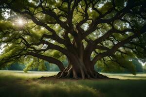 de boom van leven, door persoon. ai-gegenereerd foto