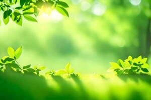 groen bladeren Aan de grond in de zonlicht. ai-gegenereerd foto