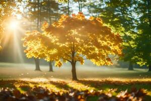 herfst boom in de park. ai-gegenereerd foto