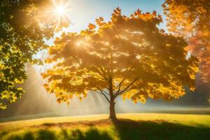 herfst boom in de park. ai-gegenereerd foto