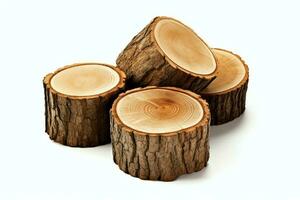 een groot circulaire stuk van hout, houten romp of gestapeld boom timmerhout voor meubilair industrie. houten log concept door ai gegenereerd foto